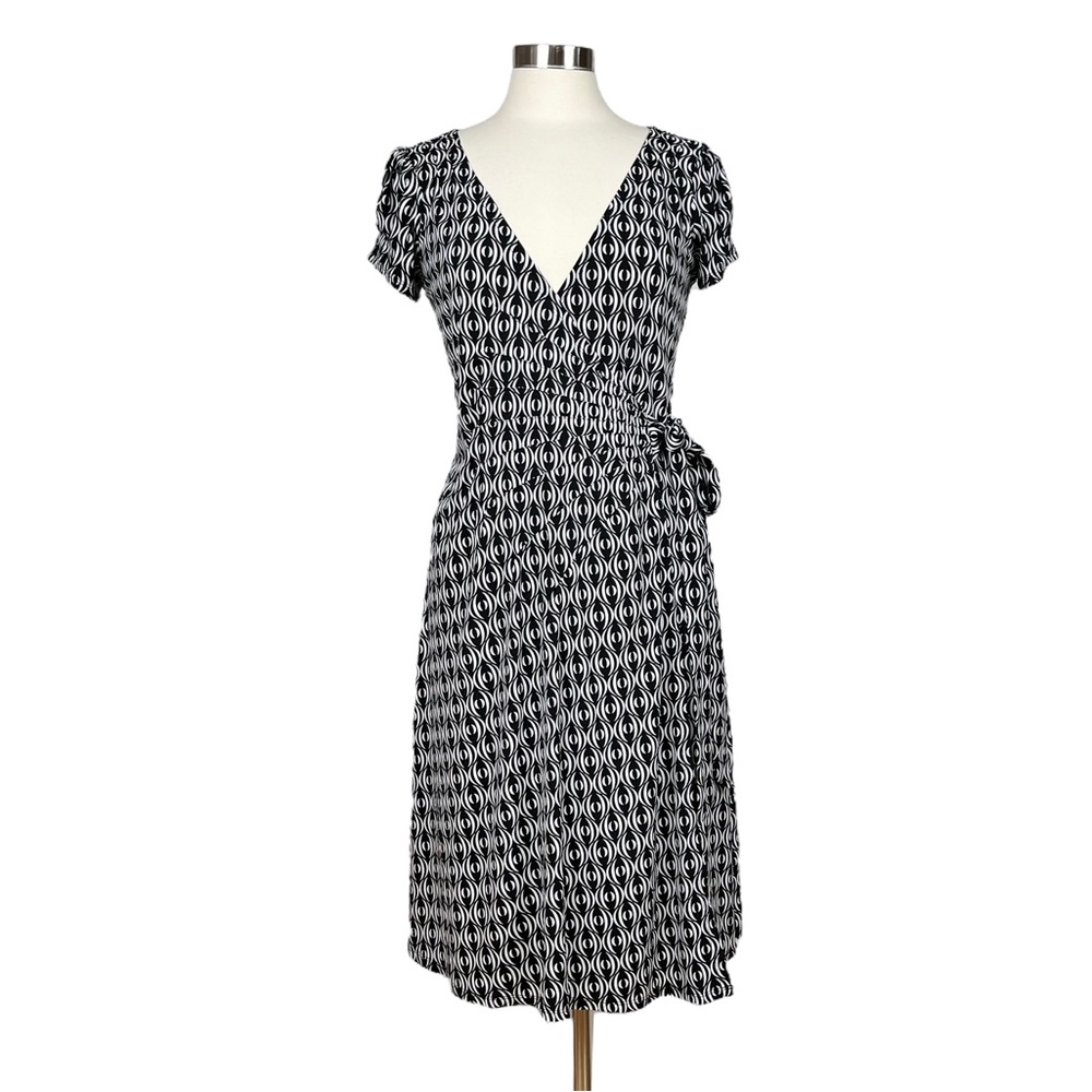 Bisou Bisou Michele Bohbot Black and White True Wrap Dress